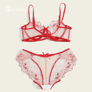 ลูกค้าเลือกที่ดีที่สุดโปร่งใสดอกไม้เย็บปักถักร้อยการออกแบบ2ชิ้นฮันนีมูนชุดชั้นในชุดในราคาถูก - Product Image 6