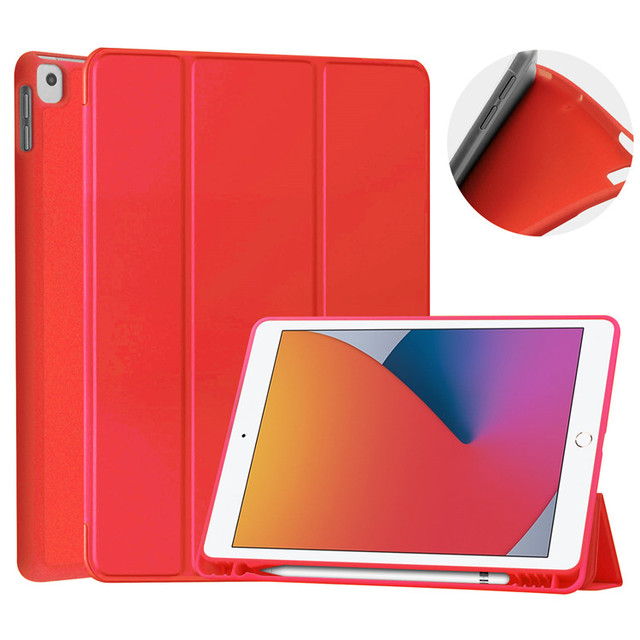 Ultra Slim Pu Leather Case for iPad 7th/8th/9th/Air3 Four Corner Shockproof Tablet Tpu Back Case with Pencil Holder