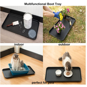Plateau <span class=keywords><strong>à</strong></span> bottes intérieur/extérieur tout temps-Tapis <span class=keywords><strong>à</strong></span> chaussures en <span class=keywords><strong>plastique</strong></span> dur résistant aux intempéries avec bord surélevé pour entrées - Product Image 6