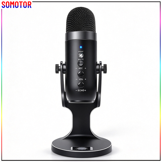 Desktop USB Studio Condenser Recording Wire Microphone for Radio for Gaming Karaoke Livestream Streaming Podcast With Monitor