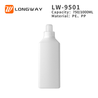 Vente en gros 750/1000ml PE Bouteille de détergent liquide en plastique vide avec bouchon à vis pour stockage de détergent liquide