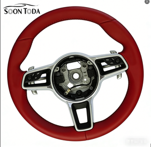 Volant sport SOON TODA en cuir rouge <span class=keywords><strong>Bordeaux</strong></span> PU/PVC modifié pour Porsche PANAMERA 911 718 992 ZC-BSJ-P8 - Product Image 1