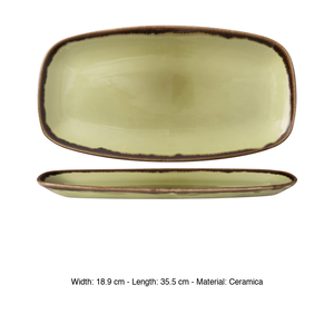 Plateau de service rectangulaire Harvest Green 35,5 × 19 cm en céramique Dudson Ceramicadecoratamano - Product Image 3