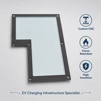 Panneau d'interface en polycarbonate transparent en forme de L pour borne de recharge de VE, anti-éclatement, découpé CNC, personnalisable avec sérigraphie sur le bord