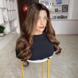 Trong Kho Châu Âu Tóc Con Người Ren Phí<span class=keywords><strong>a</strong></span> Trước Tóc Giả Cho Phụ Nữ Tự Nhiên Đường Tóc Balayage Màu Nâu Dài Trong Suốt Ren Phí<span class=keywords><strong>a</strong></span> Trước Tóc Giả - Product Image 4