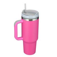 Gobelet de voyage en acier inoxydable avec revêtement en poudre, logo personnalisé, 40 oz, thermos isolé sous vide, tasse à café avec poignée, vente en gros OEM