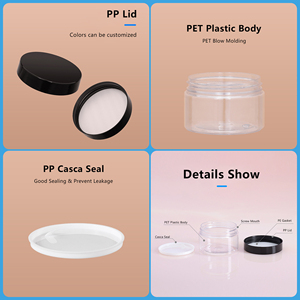 Botol Kosmetik Bulat Plastik PET Transparan 1oz & 2oz dengan Tutup Sekrup untuk Krim Wajah dan Tubuh - Product Image 2