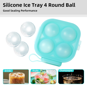 Silicone <span class=keywords><strong>Ice</strong></span> <span class=keywords><strong>Cube</strong></span> khay thực phẩm Lớp 4 vòng lớn Hockey bóng khuôn mẫu nhà sản xuất cho tủ đông, Stackable với dễ dàng phát hành khay đá bóng - Product Image 2