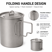 Pot de camping en titane de 900 ml, léger, en titane pur, avec couvercle, ustensiles de cuisine pour la randonnée en plein air, équipement de camping