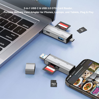 Lecteur de cartes OTG USB C et USB 3.0 2-en-1, adaptateur de carte mémoire portable pour téléphones, ordinateurs portables et tablettes, Plug & Play