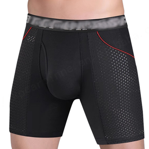 Alta calidad malla transpirable moda frente abierto logotipo personalizado poliéster secado rápido hombres deporte Fitness Boxer ropa interior para hombres - Product Image 1