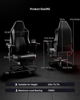 AutoFull M6 Chaise de jeu Chaise de bureau ergonomique avec support lombaire dynamique Accoudoirs et repose-pieds réglables 6D