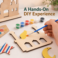 Kit de peinture DIY en bois découpé sur mesure pour l'Aïd et le Ramadan, ensemble d'artisanat pour enfants, décoration de table, cadeau pour fête à la maison