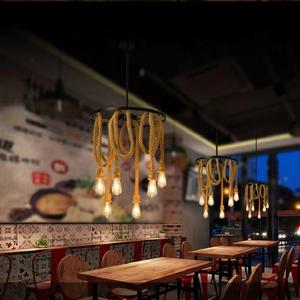 6 lumières industrielles vintage chanvre corde <span class=keywords><strong>lustre</strong></span> cordes lustres lumière luxe moderne <span class=keywords><strong>lustre</strong></span> vintage - Product Image 3