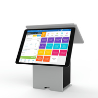 Support magnétique à double écran POS Support en métal pour tablette PC pour restaurant Comptoir de caisse