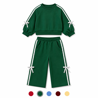 Ensemble 2 pièces multicolore pour filles, sweat-shirt à manches longues avec pantalon ample, vêtements de sport décontractés pour tout-petits