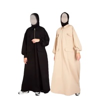 Abaya Premium Lignes Premium à col montant avec poches et fermeture éclair, grande taille, vente en gros, vêtements islamiques unis, pour le Ramadan et l'Aïd