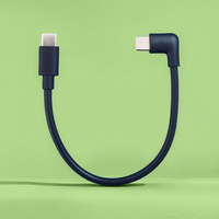 Kabel Pengisian Cepat Tipe C PD60W Custom, Kabel Data Double Elbow Sudut Kiri Kanan 10cm 15cm 20cm 25cm untuk Power Bank