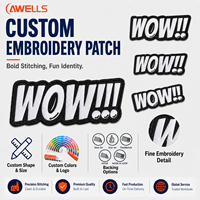 Patch brodé personnalisé AWELLS WOW, style bande dessinée, logo pop culture pour vêtements streetwear et accessoires de sacs