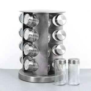 Estante giratorio de 16 especias para cocina de acero inoxidable 430 con botellas de vidrio - Product Image 6