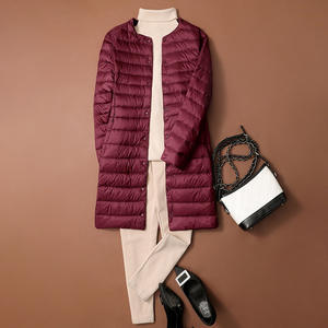 Veste <span class=keywords><strong>longue</strong></span> à col rond d'automne et d'hiver avec <span class=keywords><strong>doudoune</strong></span> mince sans col pour <span class=keywords><strong>femme</strong></span> <span class=keywords><strong>mi</strong></span>-<span class=keywords><strong>longue</strong></span> - Product Image 3