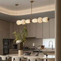 Lustre linéaire en albâtre naturel de luxe d'île de lumière de concepteur mené en gros décoratif de extrémité d'approvisionnement d'albâtre de galet