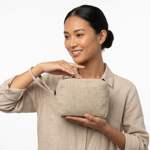 Eco-Friendly Himalayan Handmade Pure Hemp Cosmetic Bag | Custom Logo Geometric sustainable Zipper Pouch Travel <b>Makeup</b> <b>Case</b> - Product Image 6