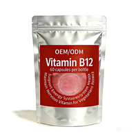 Capsules de vitamine B12 en comprimés durs, marque privée, 60 capsules par flacon, favorisent des niveaux d'énergie sains et la production de globules rouges