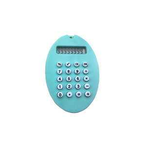 Oval Macaron Colored Calculator Mini Portable Keychain With Bell For Bag Or Computer - Product Image 5