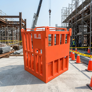 Corbeille de levage avec main courante pour travaux de construction en hauteur, dimensions et couleur personnalisées, cage 1000x1000x1000mm - Product Image 2