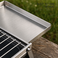 Grille à Kebab Pliante en Acier Inoxydable, Portable, Pliage Rapide, pour Barbecue Domestique et Extérieur, Hauteur 16 cm, pour Grillades