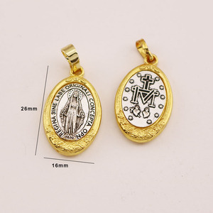 JS1877 Gold and <strong>Silver</strong> Plated Dual Two Tone Saint Benedict San Benito Medal <strong>Charm</strong> Catholic St. Benedict Medallion Medal Pendant - Product Image 5