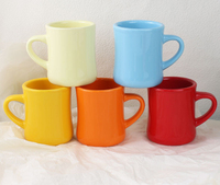 Tasse à thé et café en grès émaillé de 12 oz, double paroi épaisse, couleur unie, avec logo personnalisé imprimé, style vintage, vente en gros