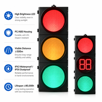 Feu de signalisation LED Yongwei 300 mm pour vélo, rouge, jaune, vert (RYG), avec affichage intégré du compte à rebours, alimentation secteur pour circulation routière
