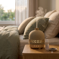 Diffuseur d'arôme à base de bois de 200ml humidificateur d'huile essentielle en céramique colorée avec pierre de parfum pour un usage domestique