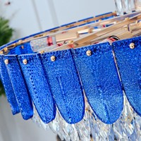 Décoration de lumière de lustre en verre bleu de maison de luxe d'or pour le salon
