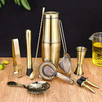 Juego de Coctelería de 11 Piezas con Logotipo Personalizado OEM, Color Verde Pátina, Acero Inoxidable 304, con Jigger y Colador, para Bar en Casa, Regalo