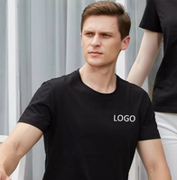 Kaos Katun Organik 500g Rajutan Kerah Bulat Lengan Pendek Penyerap Keringat Longgar dengan Cetakan Embos di Depan Logo Kustom Unisex