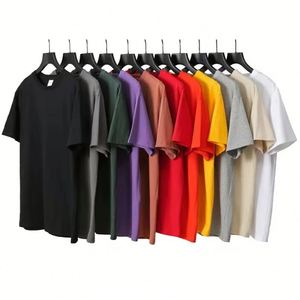 เสื้อยืดโอเวอร์ไซส์ถักน้ำหนักมาก 230 กรัม รุ่น ODM ปี 2026 ออกแบบเองได้ ผ้าฝ้าย 100% คอกลม ใส่ได้ทั้งชายและหญิง - Product Image 1