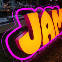 Enseigne lumineuse LED personnalisée en acrylique avec lettres miniatures et contour néon, idéale pour la décoration murale de magasins et commerces