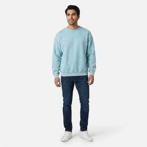 Wholesale Custom Men's Comfortable Long Sleeve Crewneck Sweatshirts 100% Cotton Breathable <b>Thick</b> <b>Fleece</b> Blank Printed Pattern - Product Image 1
