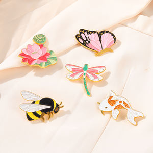 Insect Serie Badge Pin Custom Creatieve Vlinder Bee Dragonfly Plant Lotus Broche Emaille Pin 2022 - Product Image 1