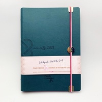 Couverture de carnet à anneaux en cuir PU vert A5 personnalisée, avec bande élastique, pour journal à feuilles mobiles