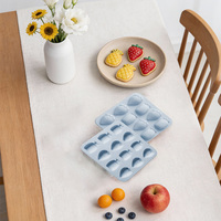 Moule en silicone DIY 12 cavités, design fruits fraise et ananas, qualité alimentaire, pour pain, chocolat, glaçons, bonbons et gâteaux
