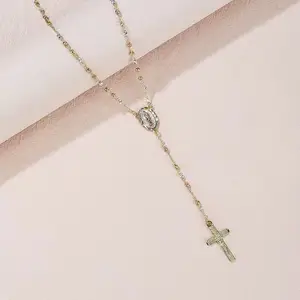 Kunden spezifische religiöse Schmuck artikel Katholische Jungfrau Maria Ketten klasse Perlen Perlen Frauen Rosenkranz Halskette