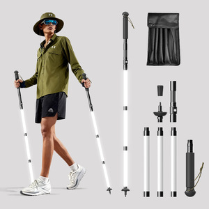Aluminum Alloy Folding Hiking Poles With Lights Rechargeable Portable G13 Outdoor Walking <b>Sticks</b> - Product Image 1