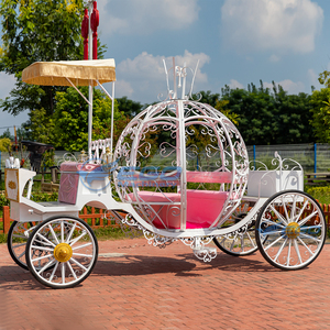 Carruaje de Caballos Estilo Princesa Cenicienta con Carrocería Blanca y Asiento Rosa, Carruaje de Caballos de Lujo para Bodas en Venta - Product Image 5