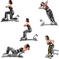 Appareil de Squat en Fer et Plastique avec Bandes de Résistance pour Exercices à Domicile, Sit-ups, Entraînement Abdominal, Chaise Romaine