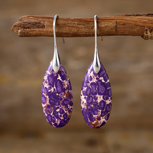 Pendientes Colgantes de Gema Turquesa y Jaspe Imperial en Forma de Lágrima, Elegantes y Hermosos, para Mujer, Joyería de Moda, Atrevida y de Gran Impacto, Venta al por Mayor - Product Image 4