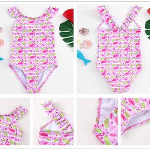 Girls One Piece <b>Hat</b> Infantil Baby Swimsuit Ruffle Cross Shoulder Straps Children's <b>Swimming</b> Suit Kids Bikini Baby Swimwear - Product Image 3